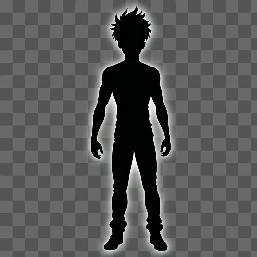 Black anime boy with white glowing outline