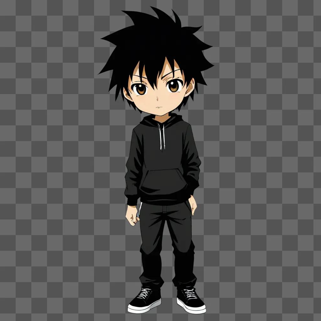 Black anime boy with white shoes