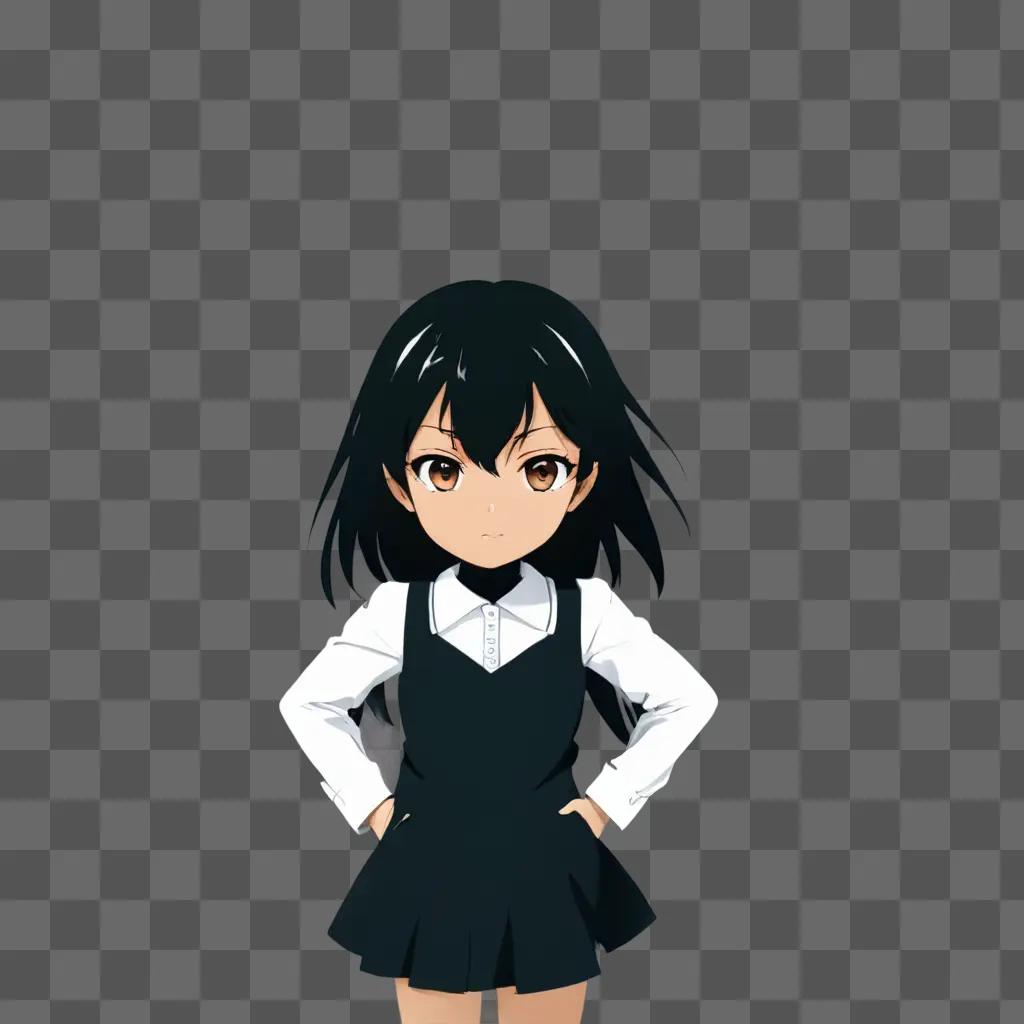 Black anime girl with white pants and black skirt