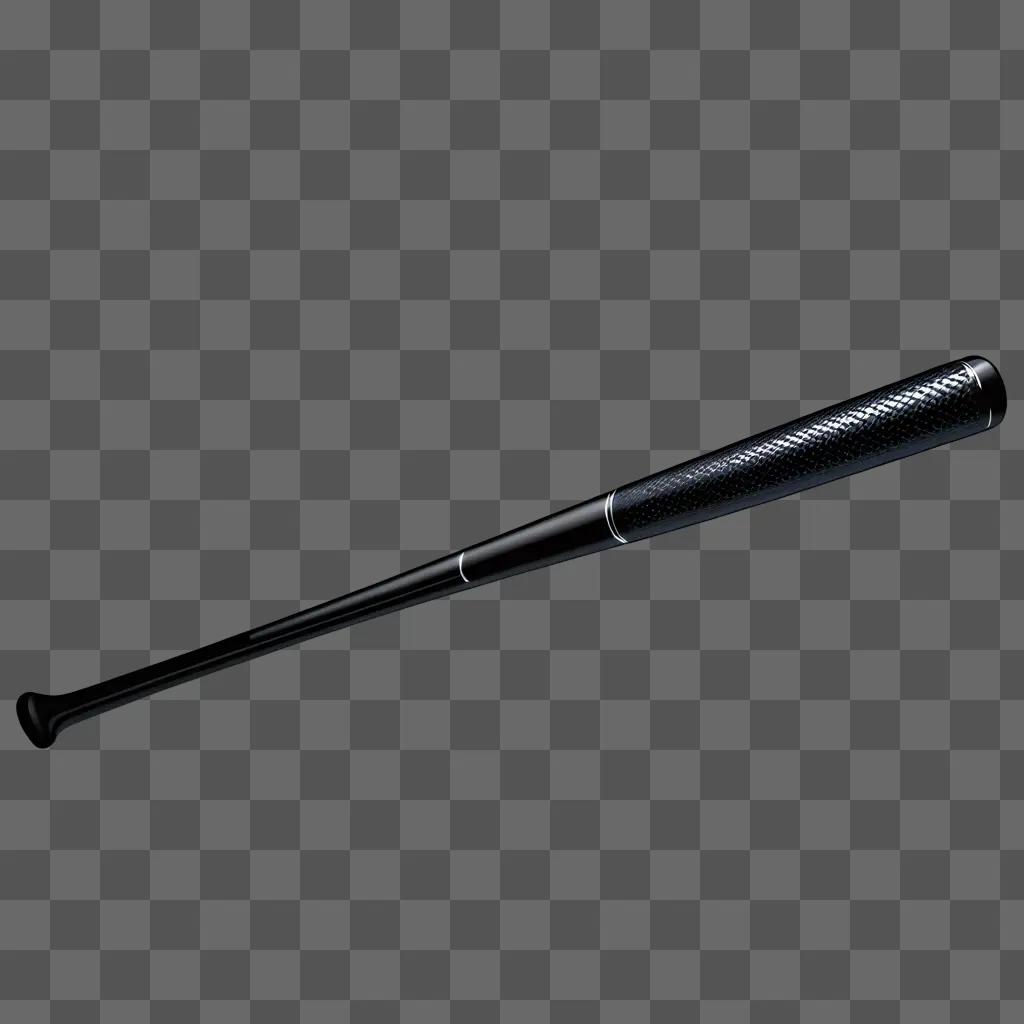 Black baseball bat with silver handle against a black background