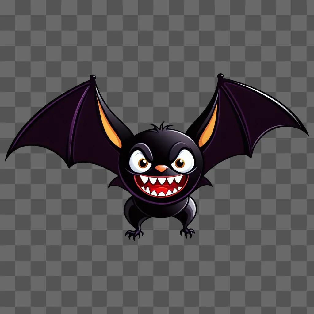 Black bat with glowing eyes and teeth