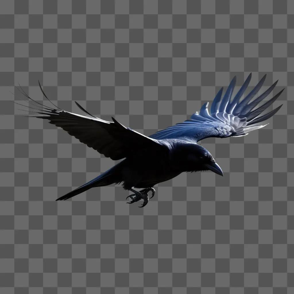 Black bird flying in the dark sky