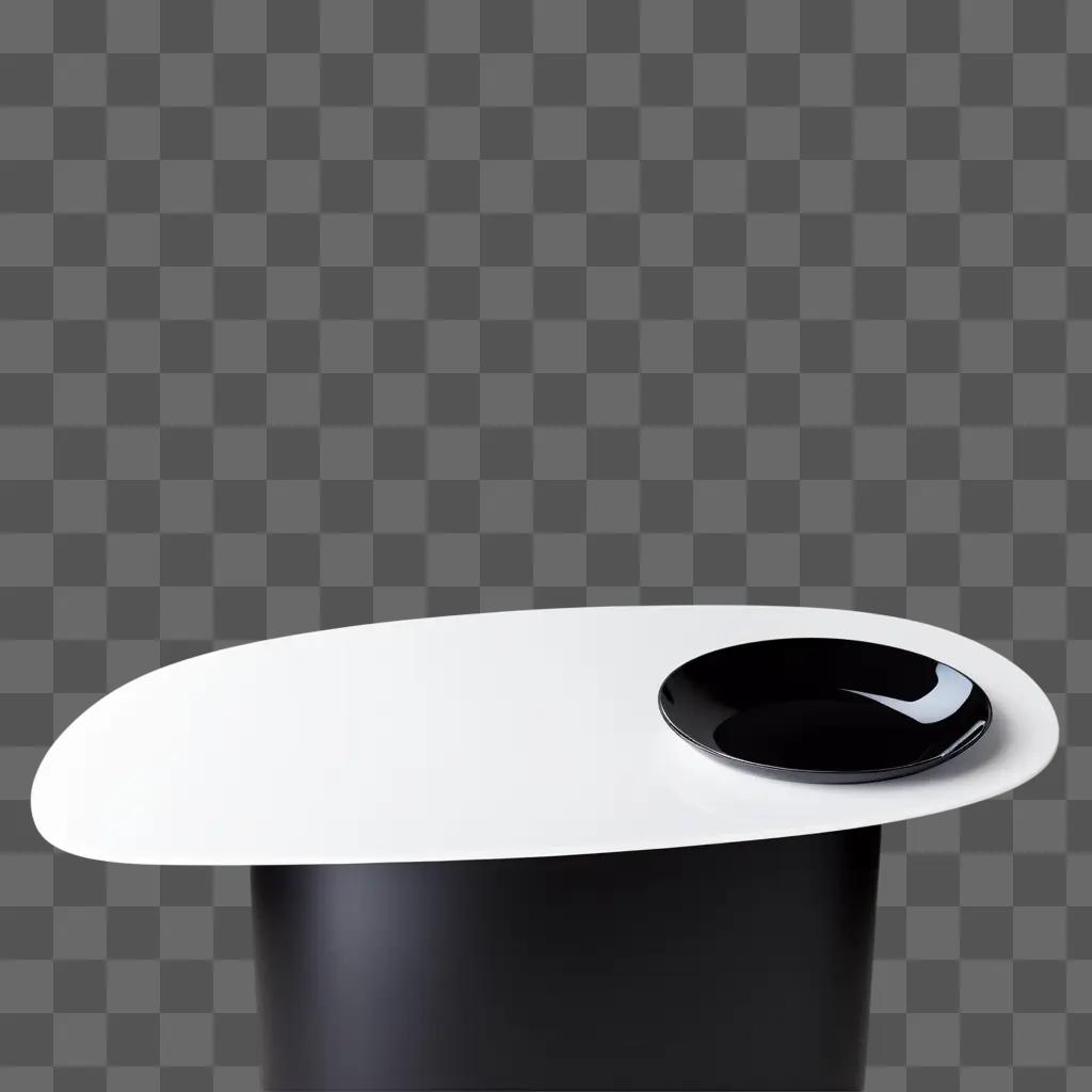 Black bowl on a white counter top