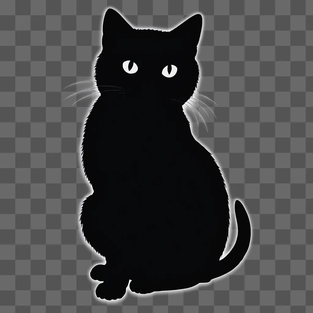 Black cat silhouette on a dark background