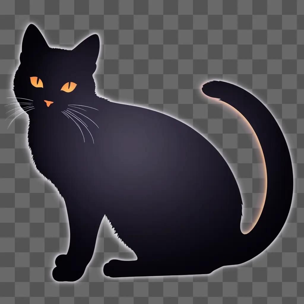 Black cat silhouette with glowing yellow eyes