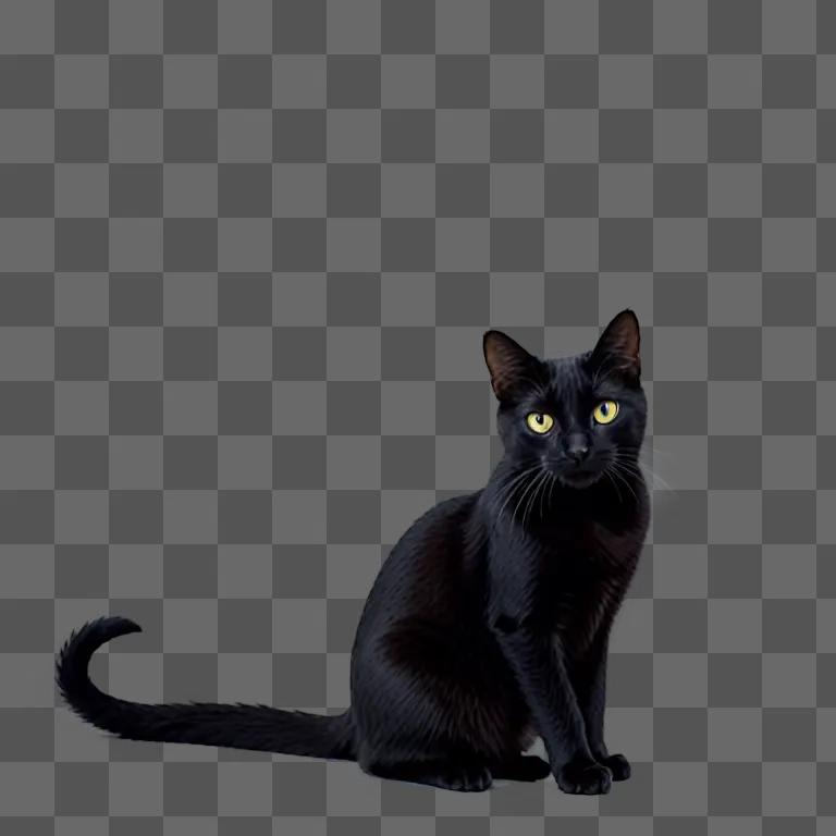 Black cat sitting on a dark background