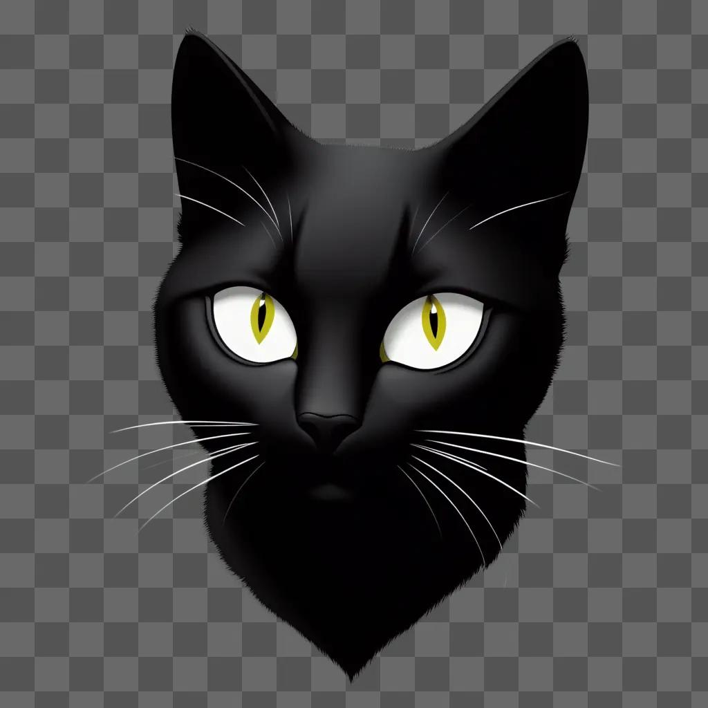 Black cat with white whiskers in a dark background