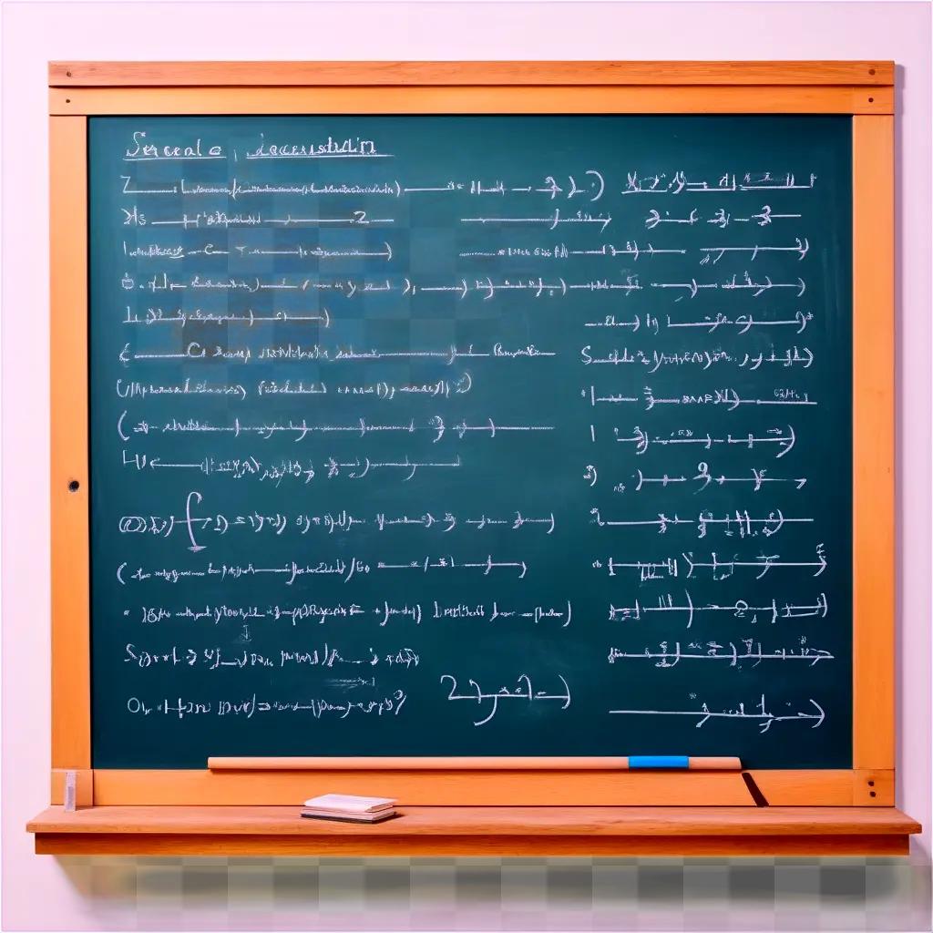 Black chalkboard with mathematical equations on it