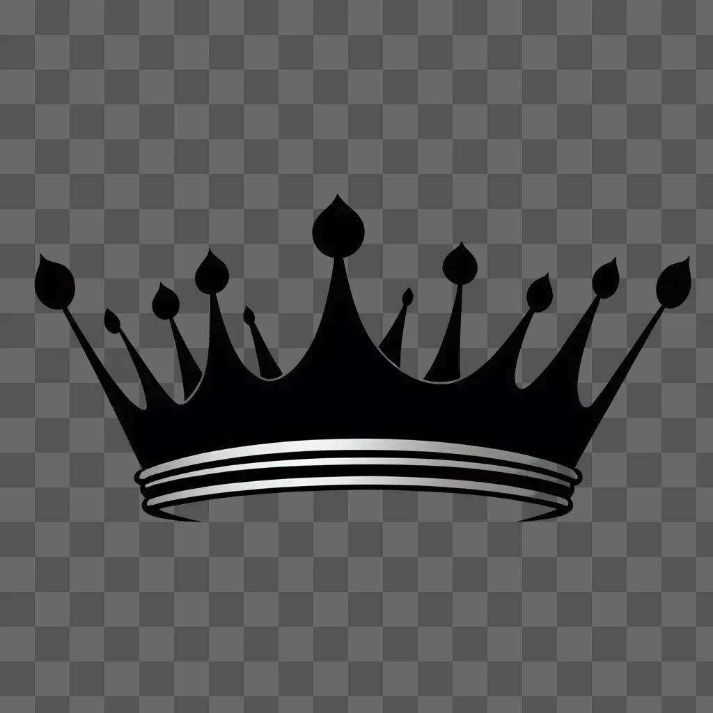 Black crown drawing against dark background