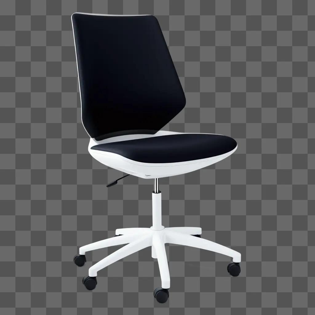 Black desk chair with white accents on a dark background