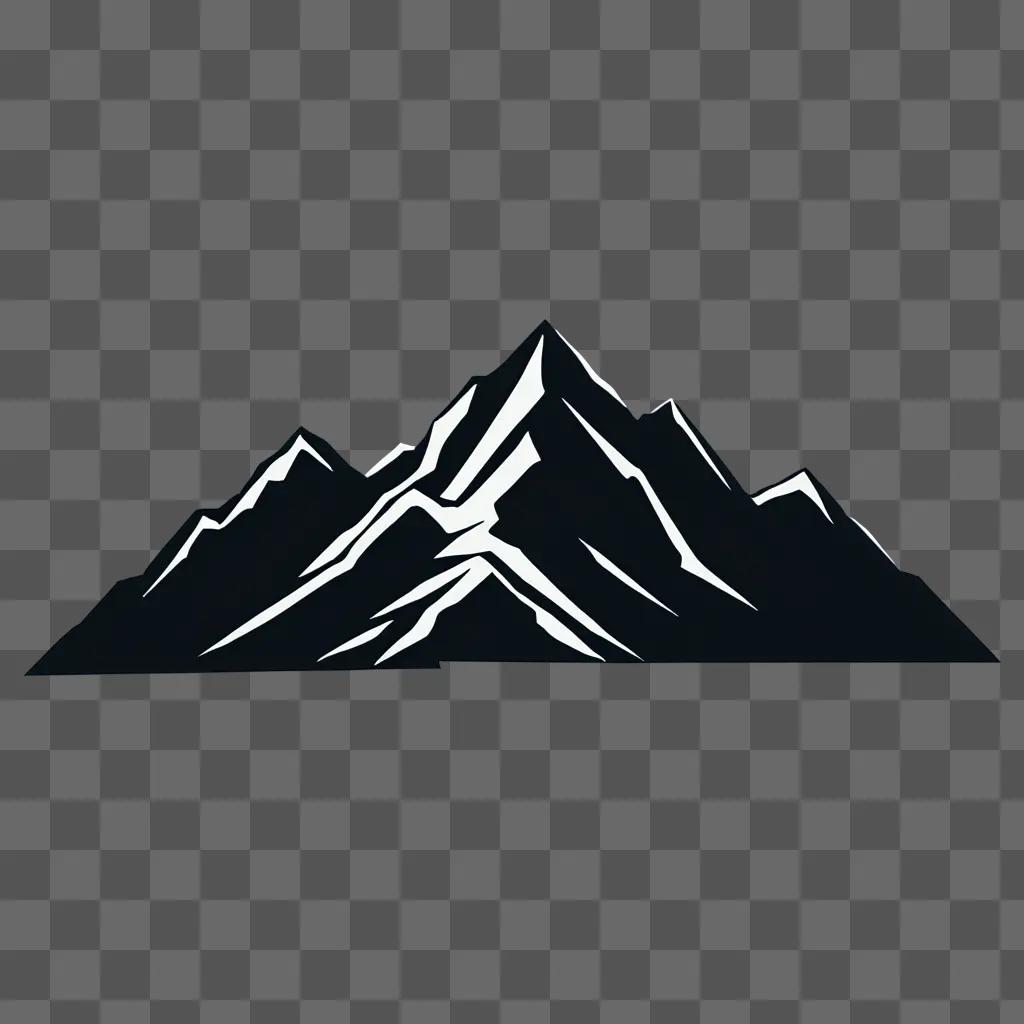 Black drawing of a mountain on a dark background