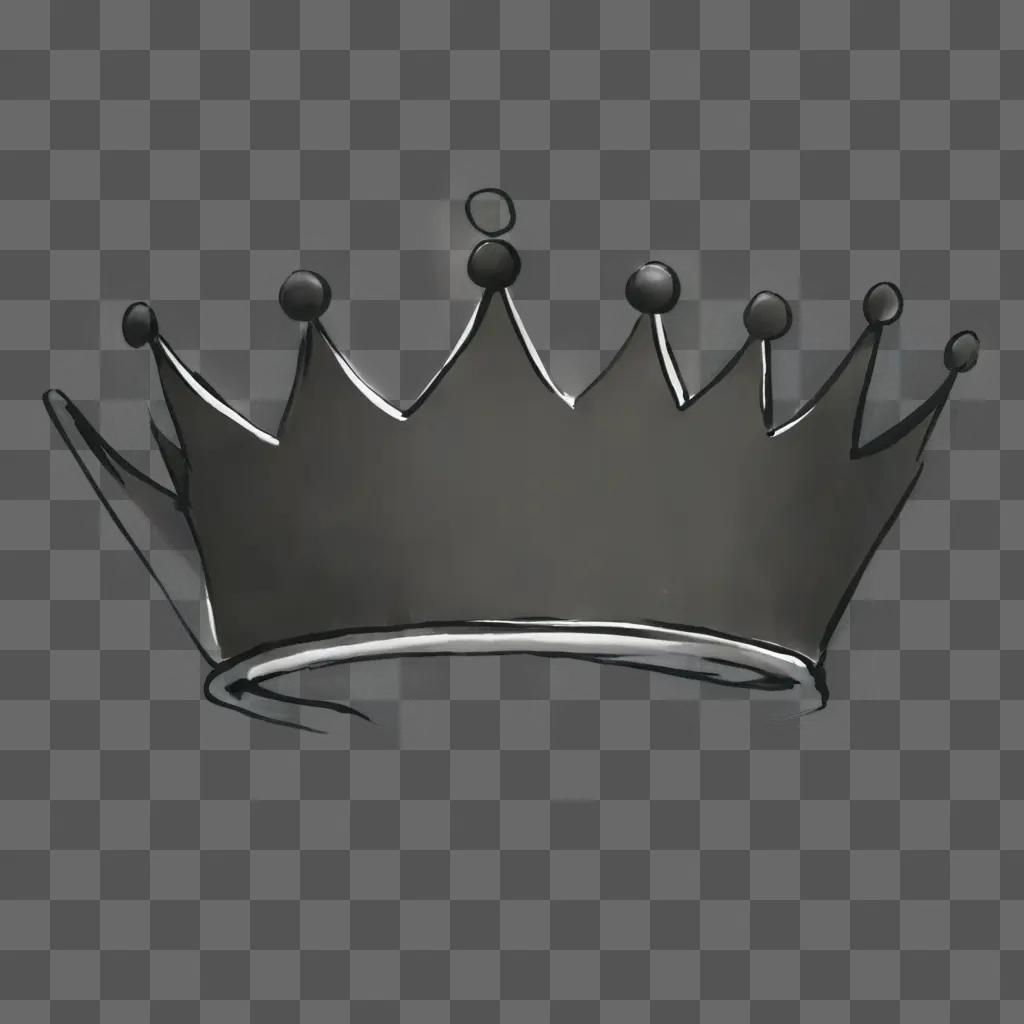 Black drawing of a simple crown on a gray surface