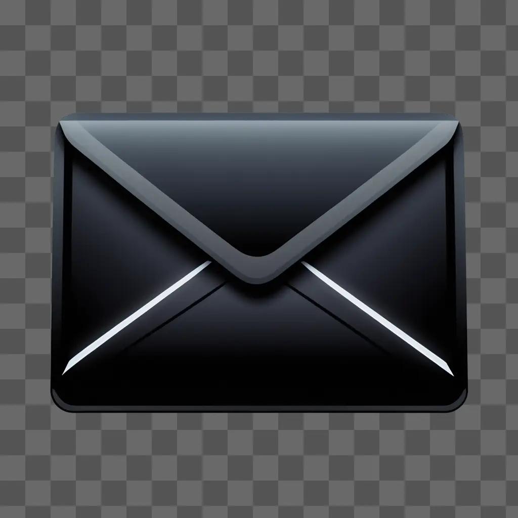 Black email icon on a dark background