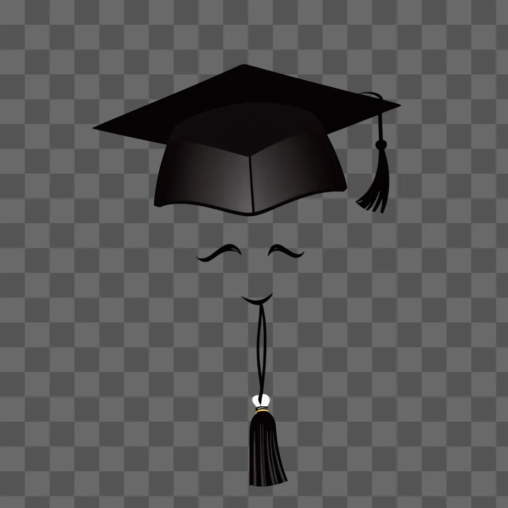 Black grad cap and tassel on a dark background