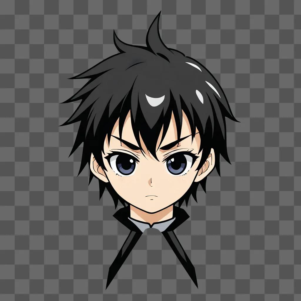 Black haired anime boy with angry face