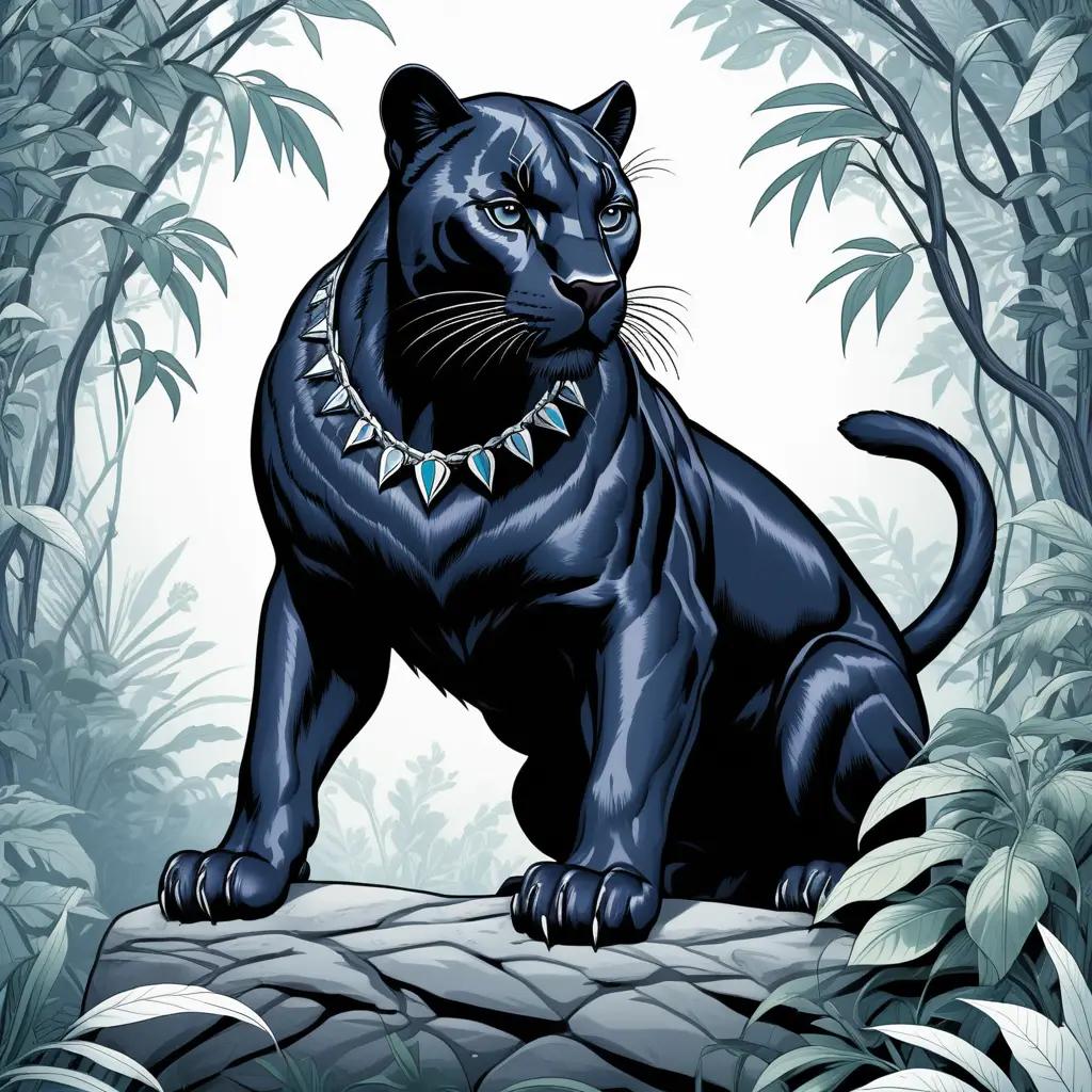 Black panther color pages in a jungle