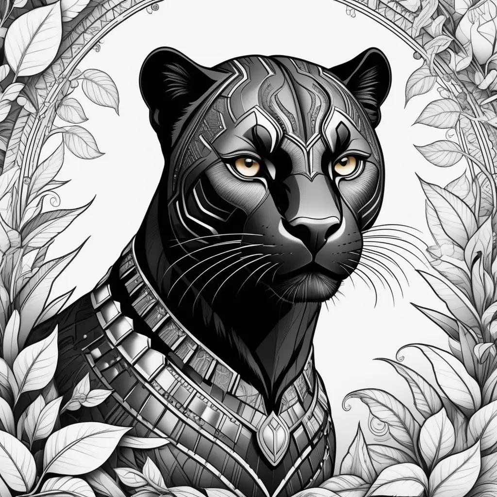 Black panther coloring page with intricate design