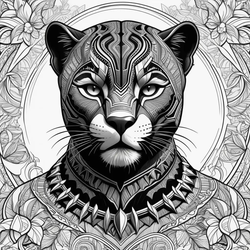 Black panther coloring pages in black and white