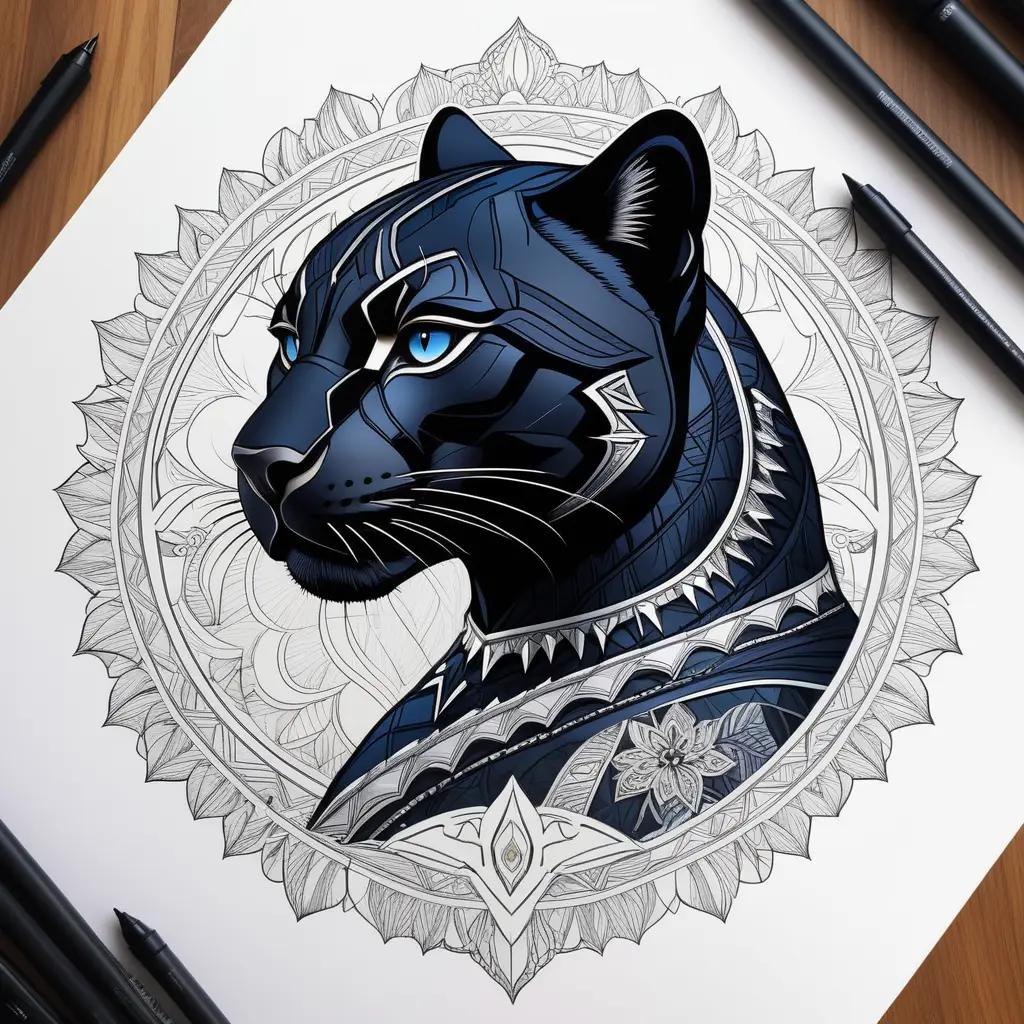 Black panther coloring pages with detailed lines