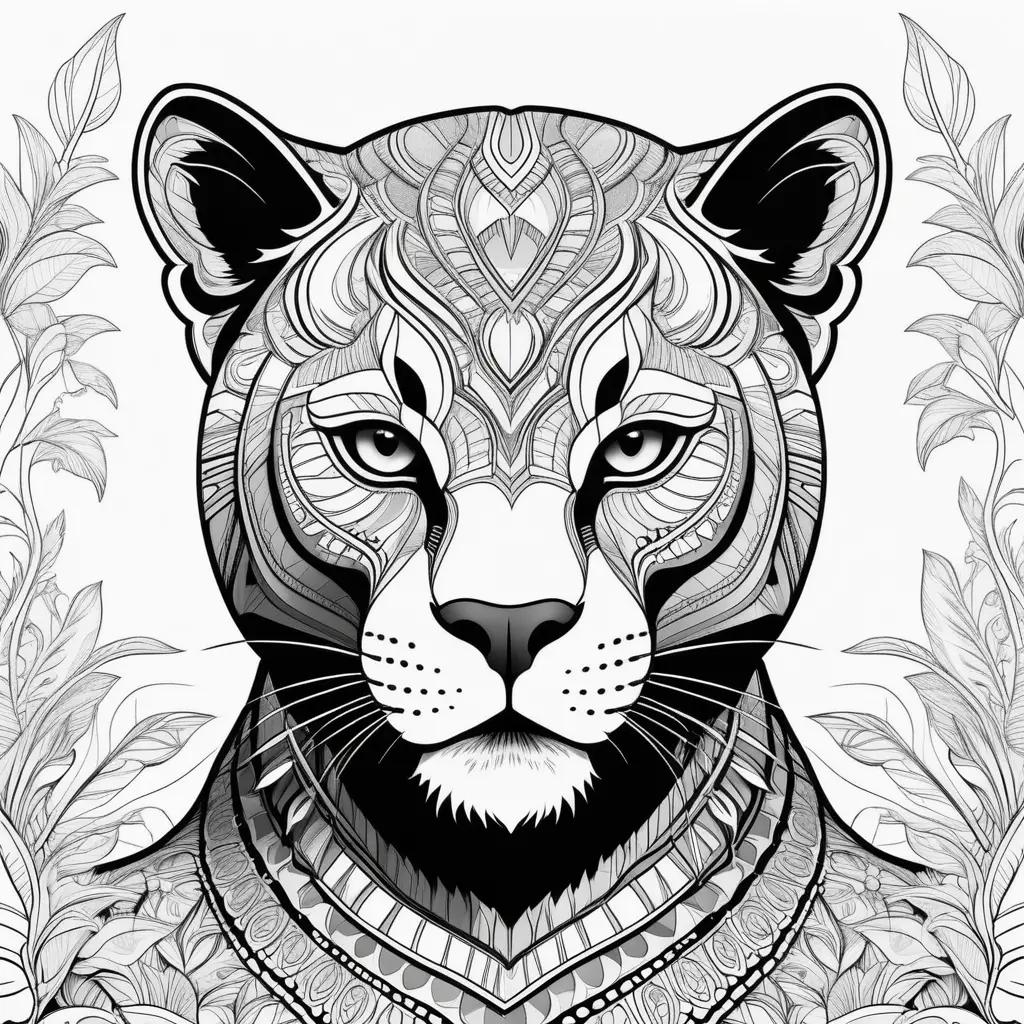 Black panther coloring pages with intricate patterns