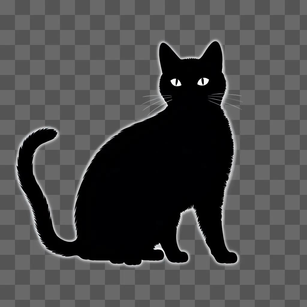 Black silhouette of a cat with glowing eyes