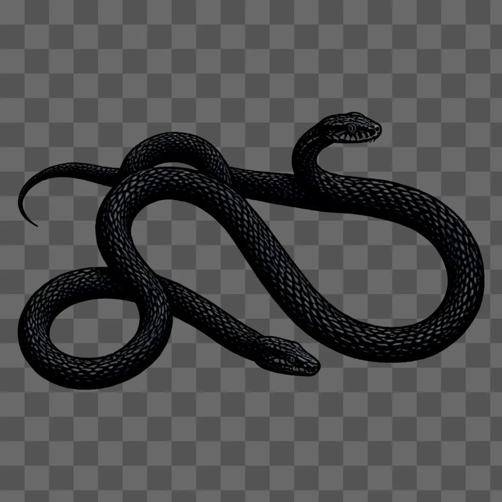 Black snake sketch drawing on black background