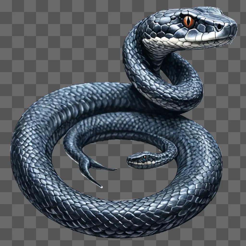 Black snake sketch with red eyes and blue tongue