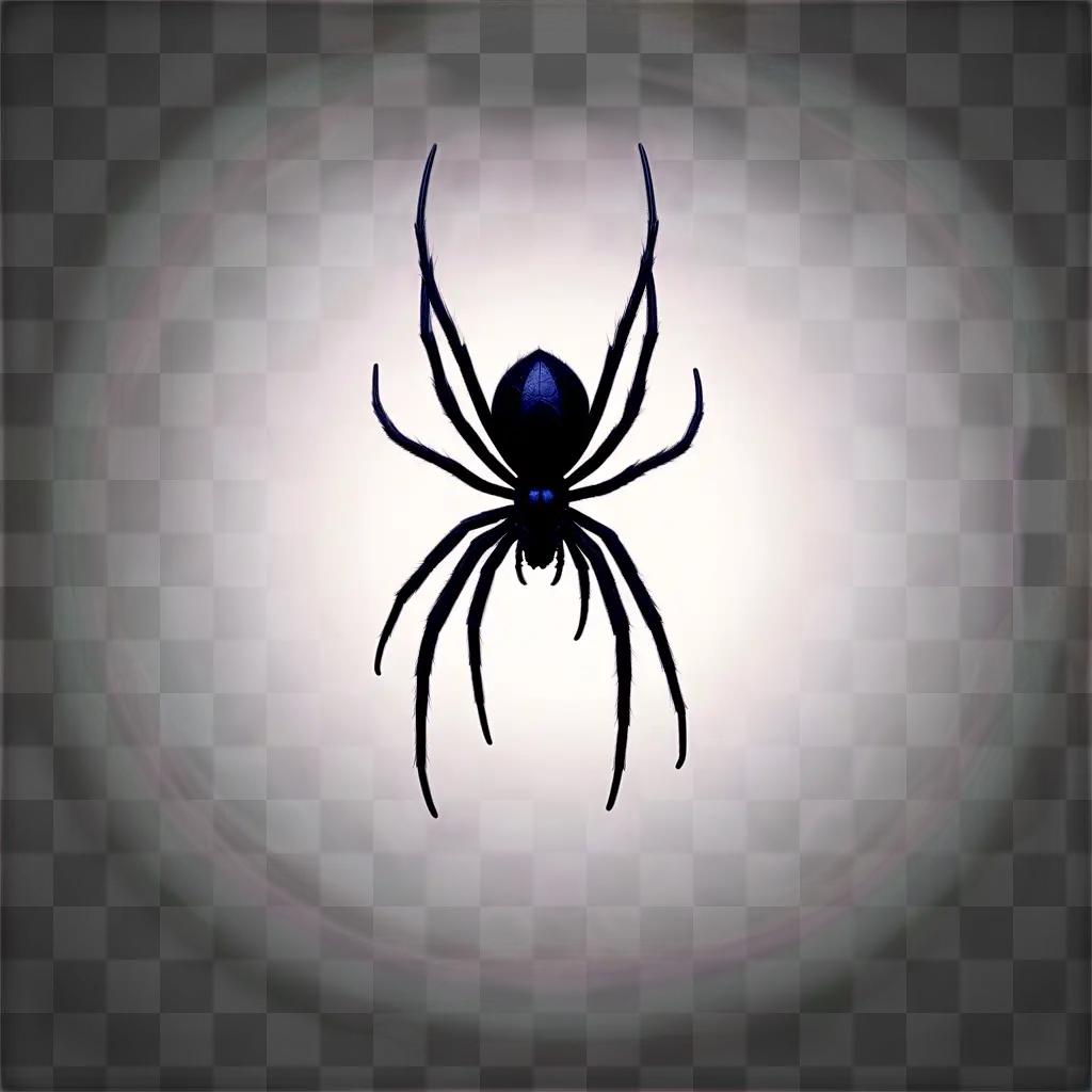 Black spider in the dark with white background