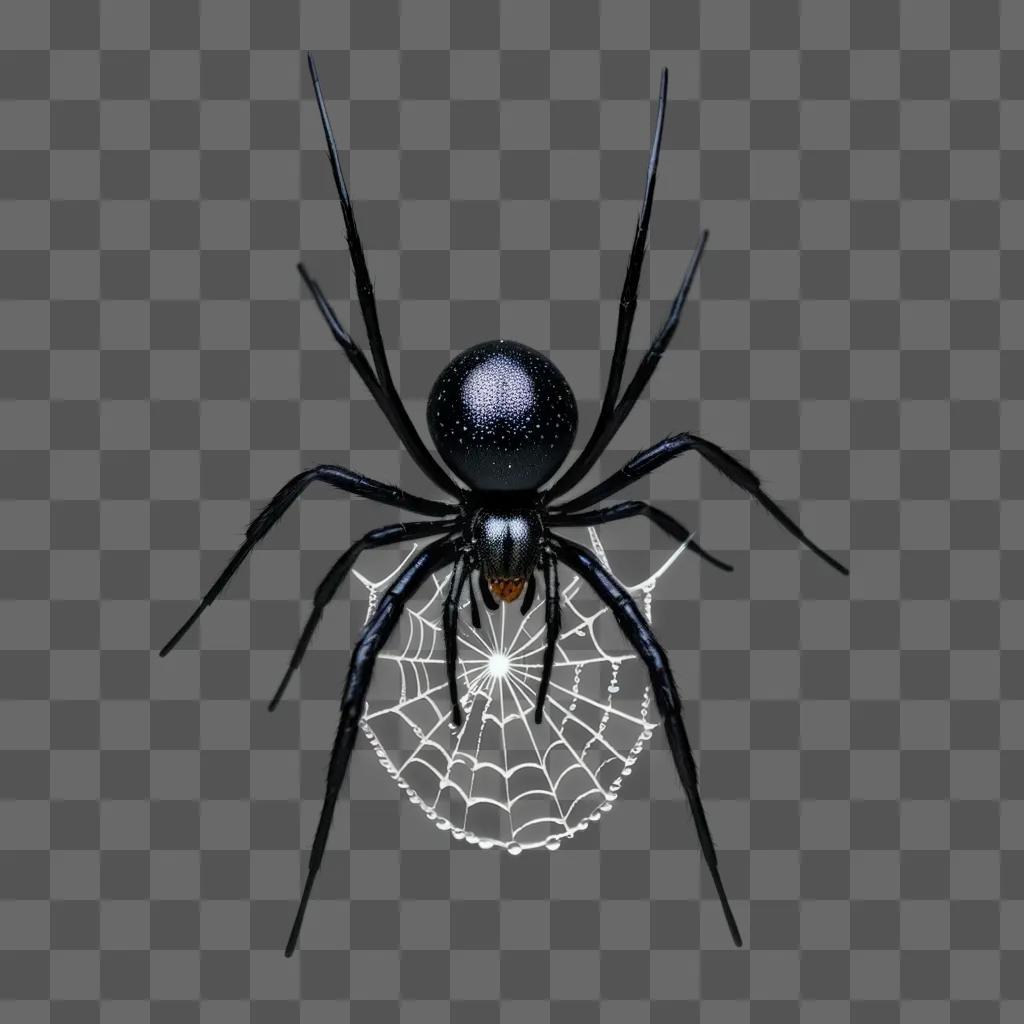 Black spider on a white web