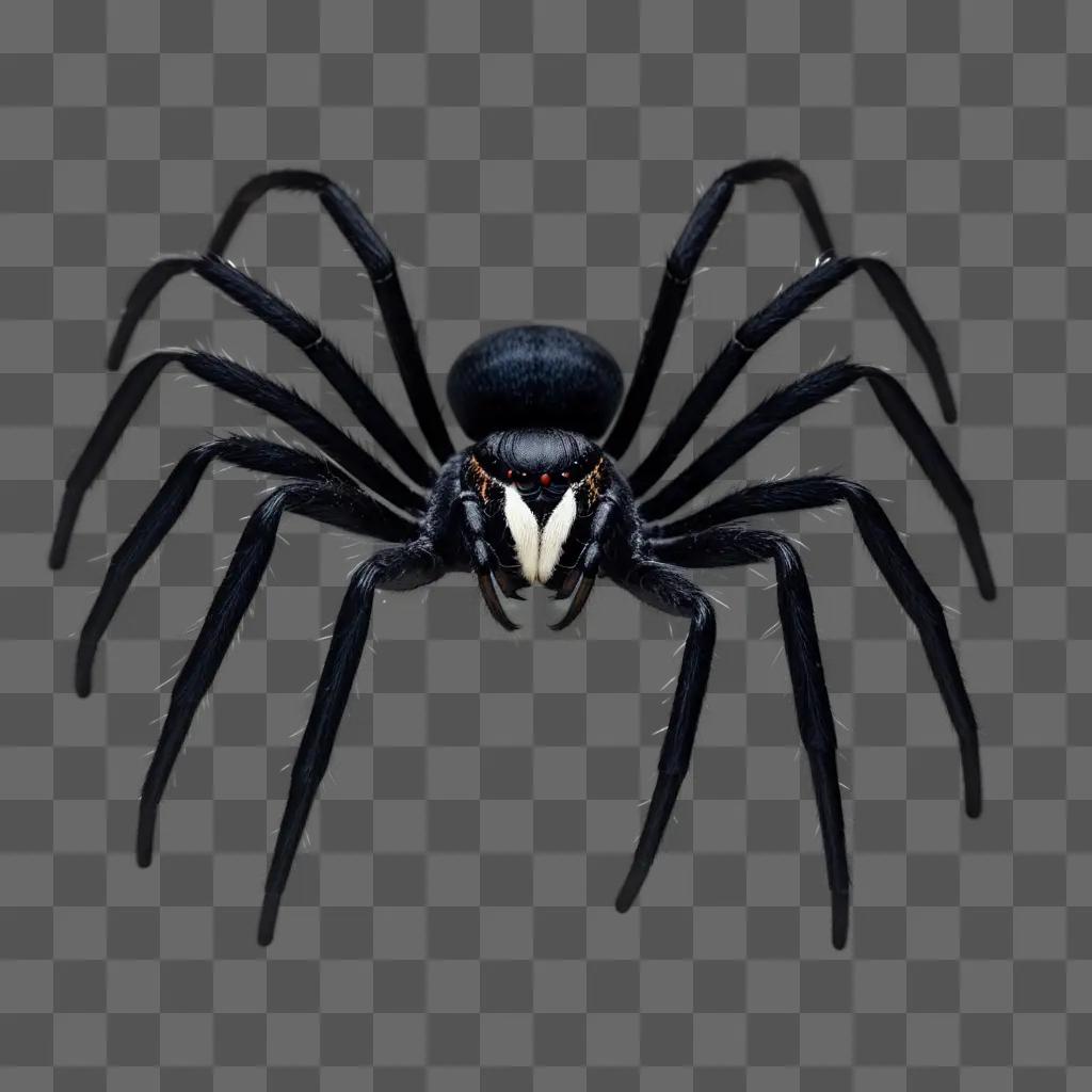 Black spider with white markings on a black background