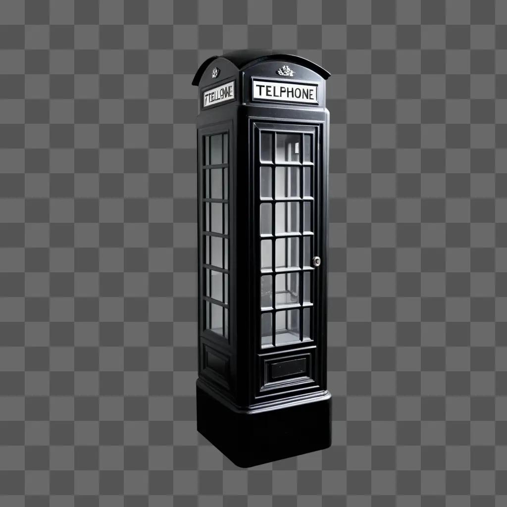 Black telephone booth in a dark room