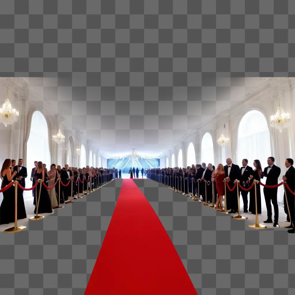 Black tie event with red carpet in large room