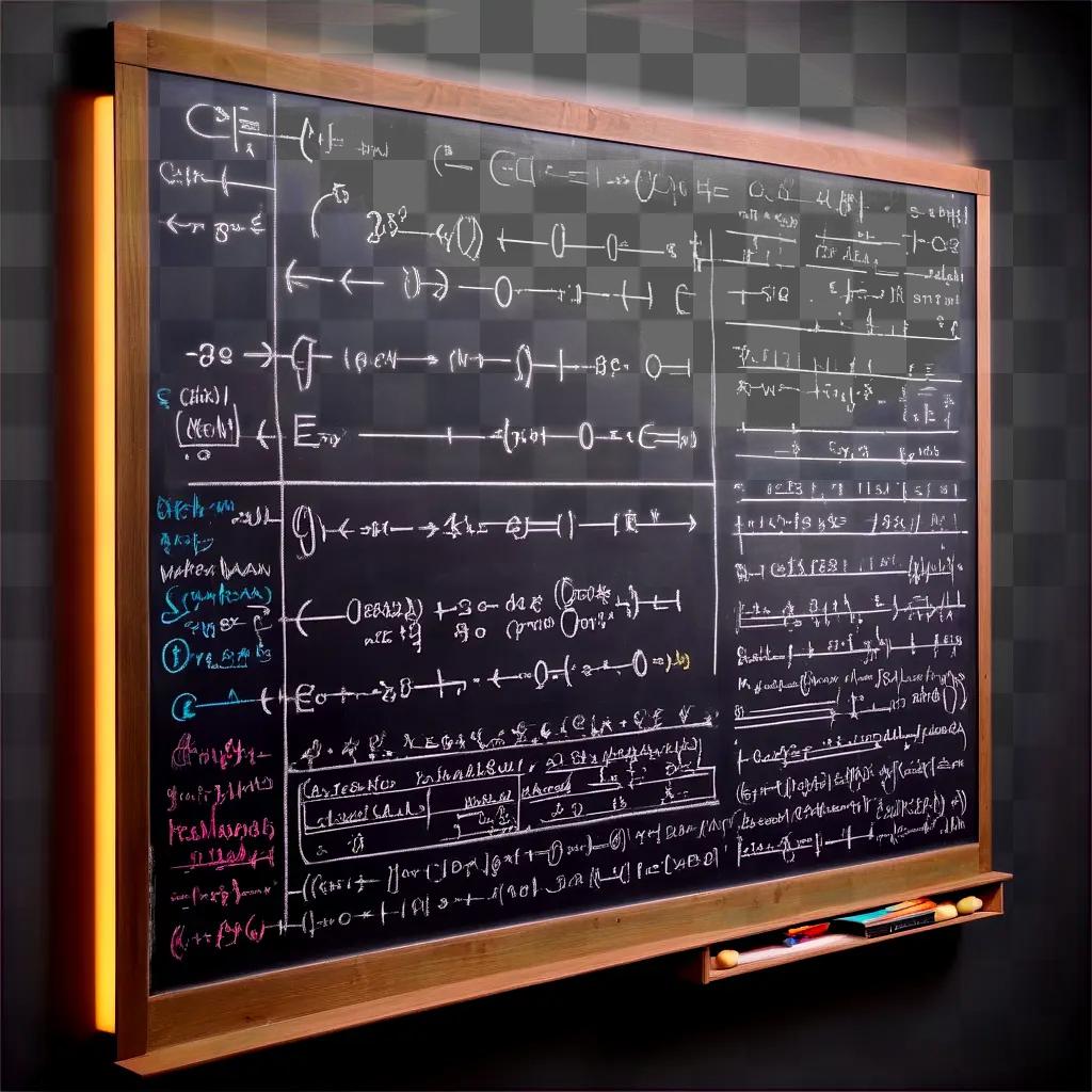 数式とメモが書かれた黒板