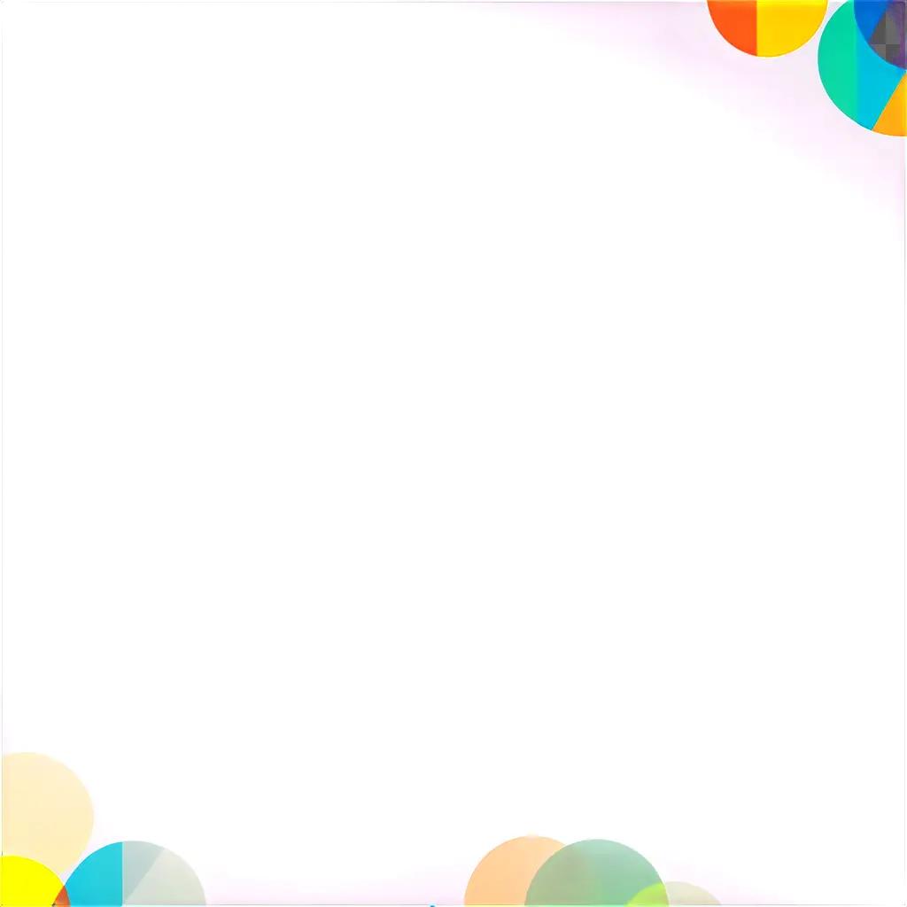 Blank, transparent white paper with colorful circles