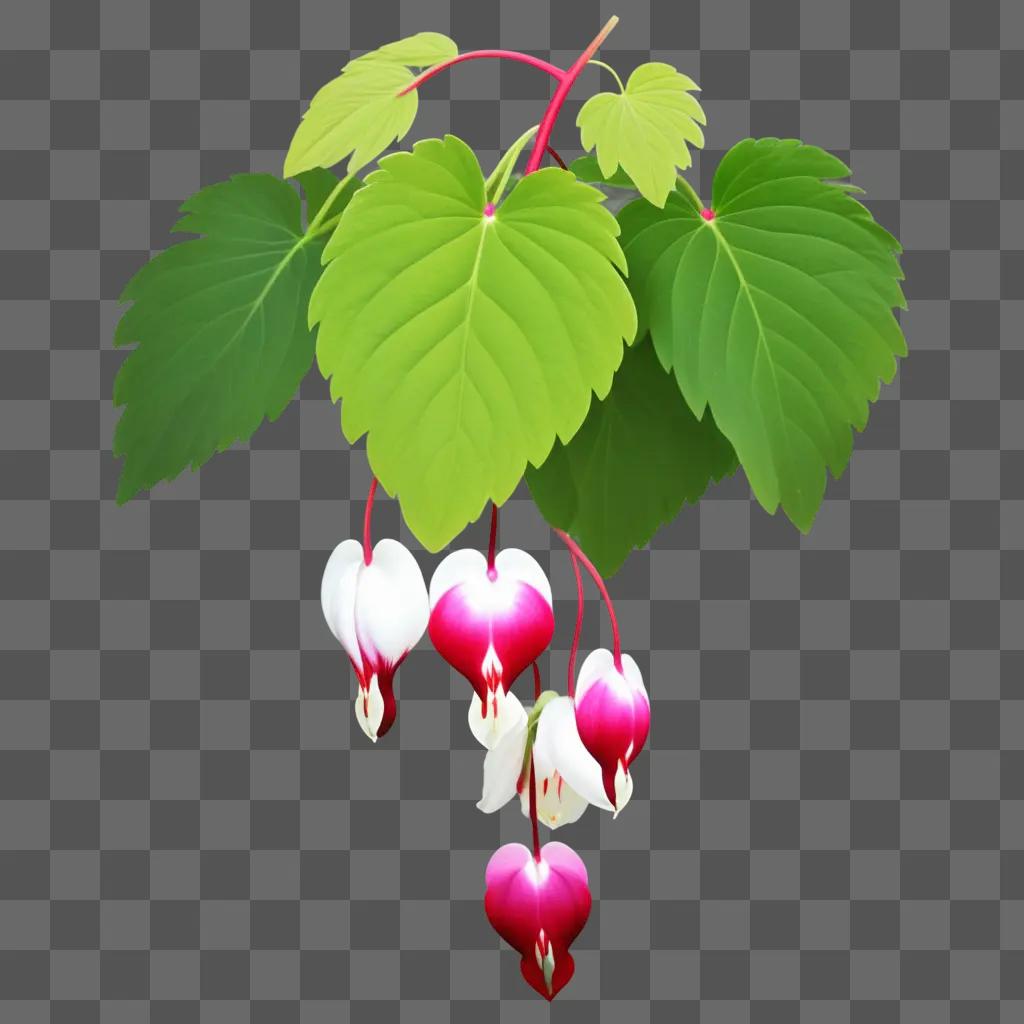 Bleeding heart with green leaves and pink stems