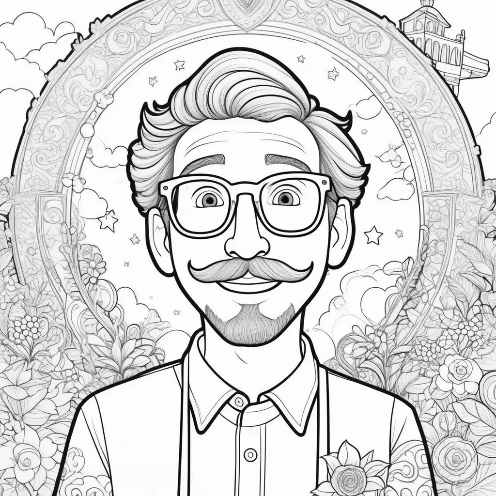 Blippi Coloring Page: Cartoon Man with Mustache