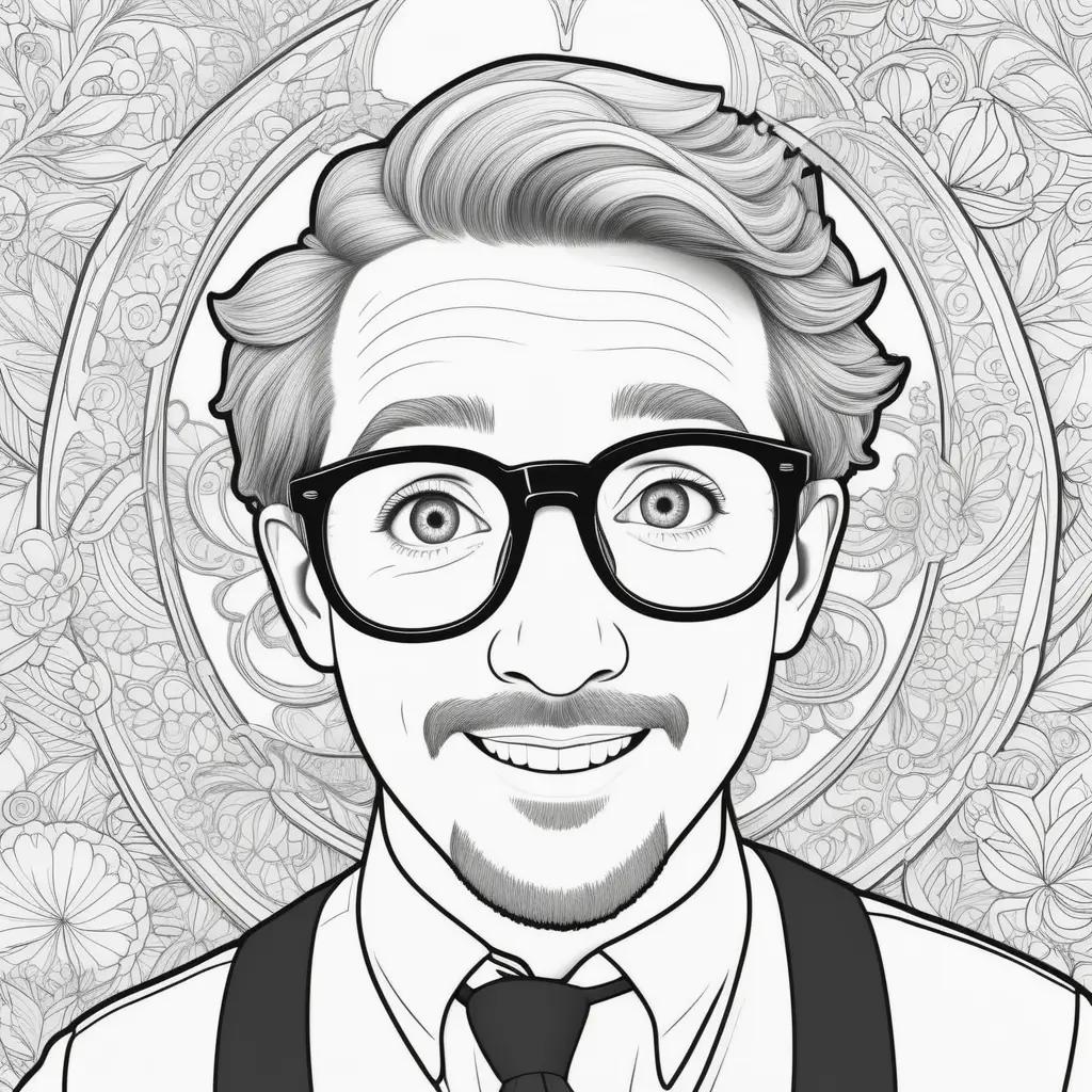 Blippi coloring page of a man with a beard