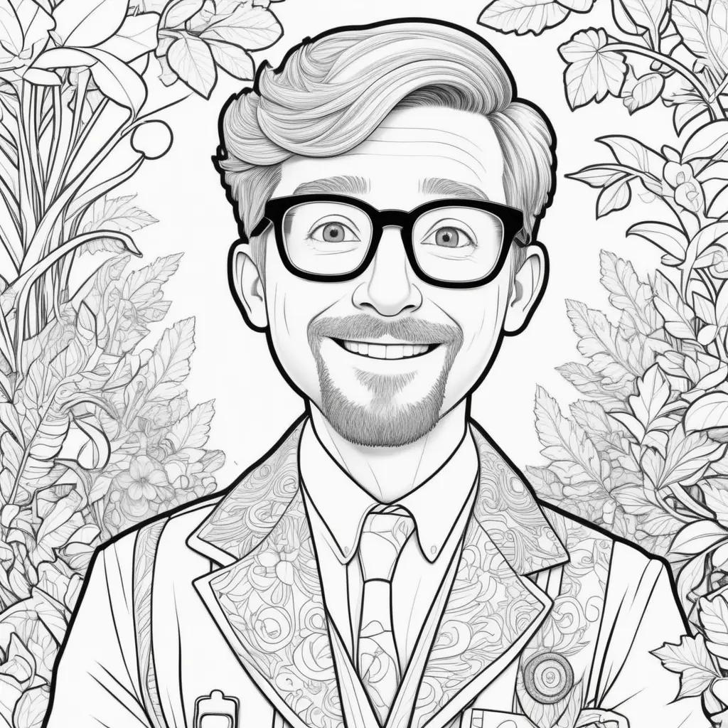 Blippi coloring pages: cartoon man in suit and tie