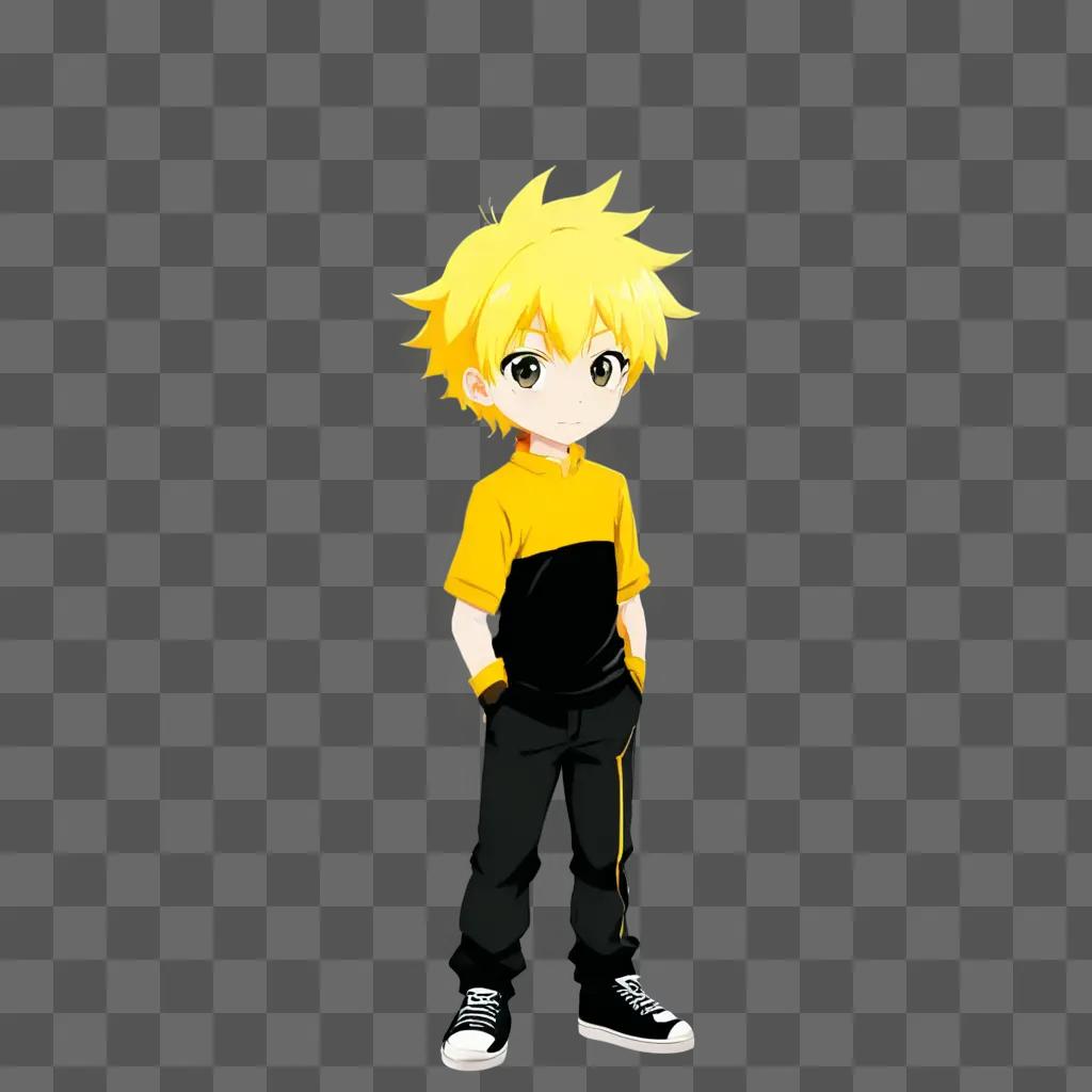 Blonde anime boy standing in the spotlight