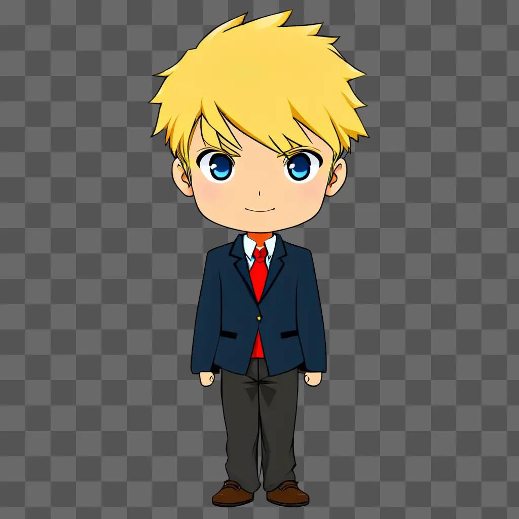 Blonde anime boy wearing a suit and tie