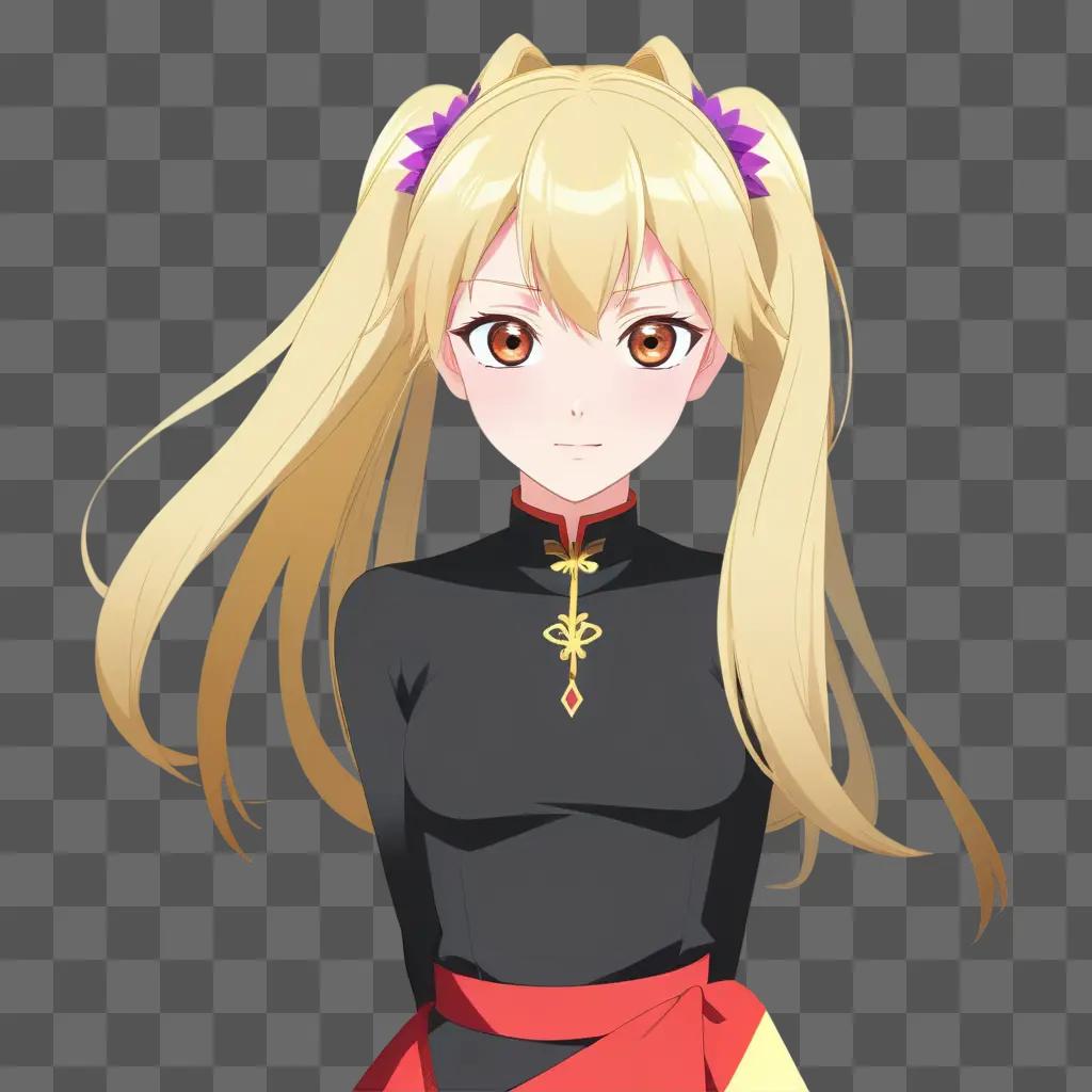 Blonde anime girl in a black shirt