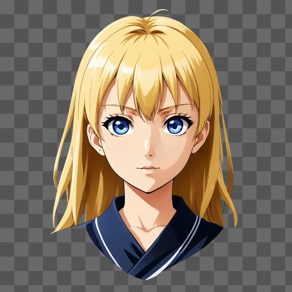 Blonde anime girl in blue eyes