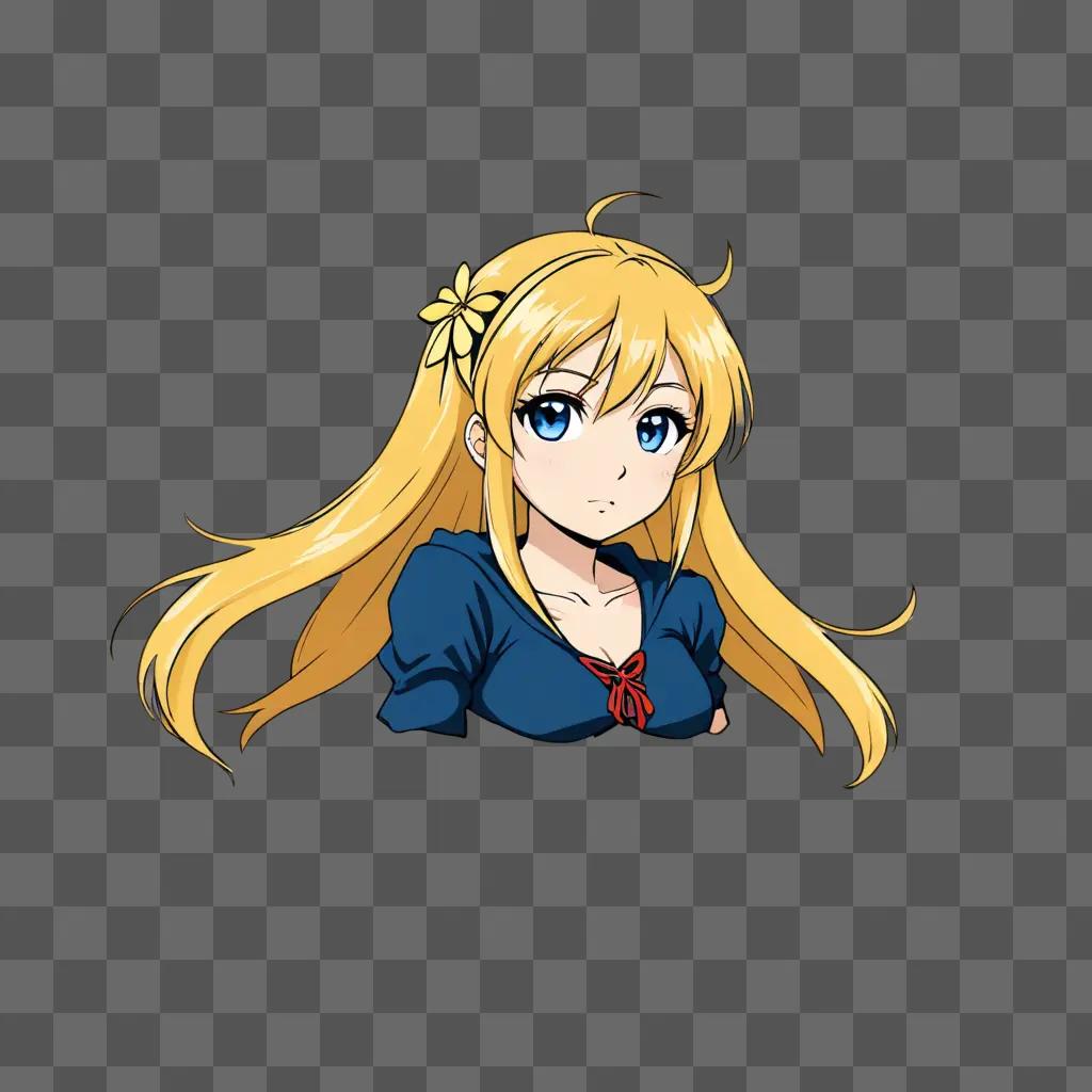 Blonde anime girl with a bow on her neck