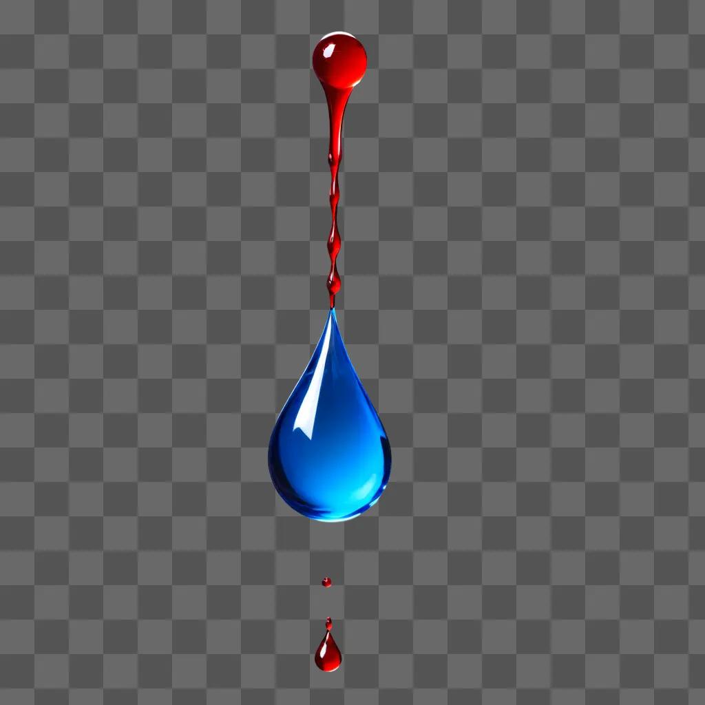 Blood droplet drips red and blue