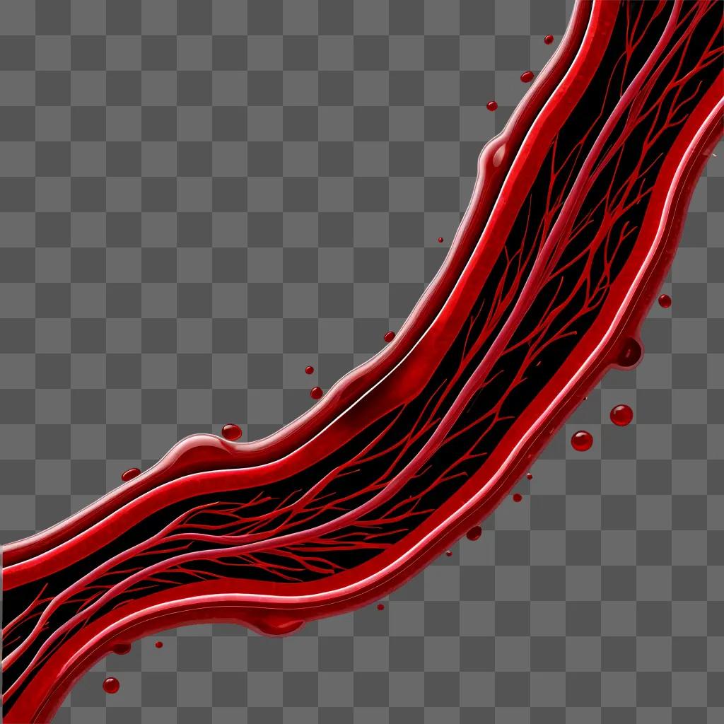 Blood flowing through a transparent background