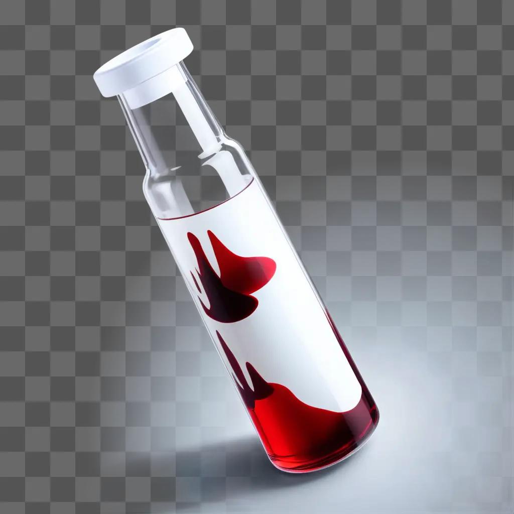 Blood in a glass container on a gray background