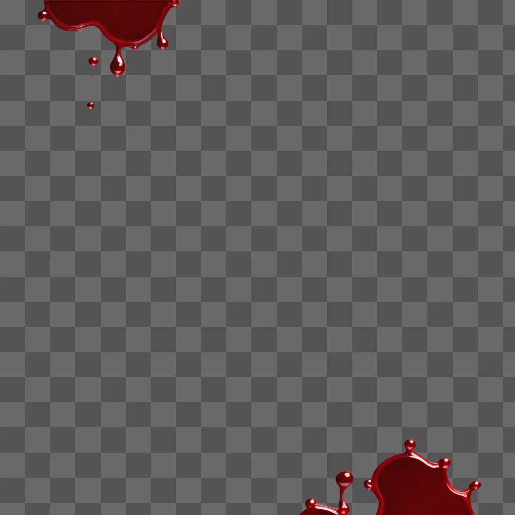 Blood splatter on red transparent background