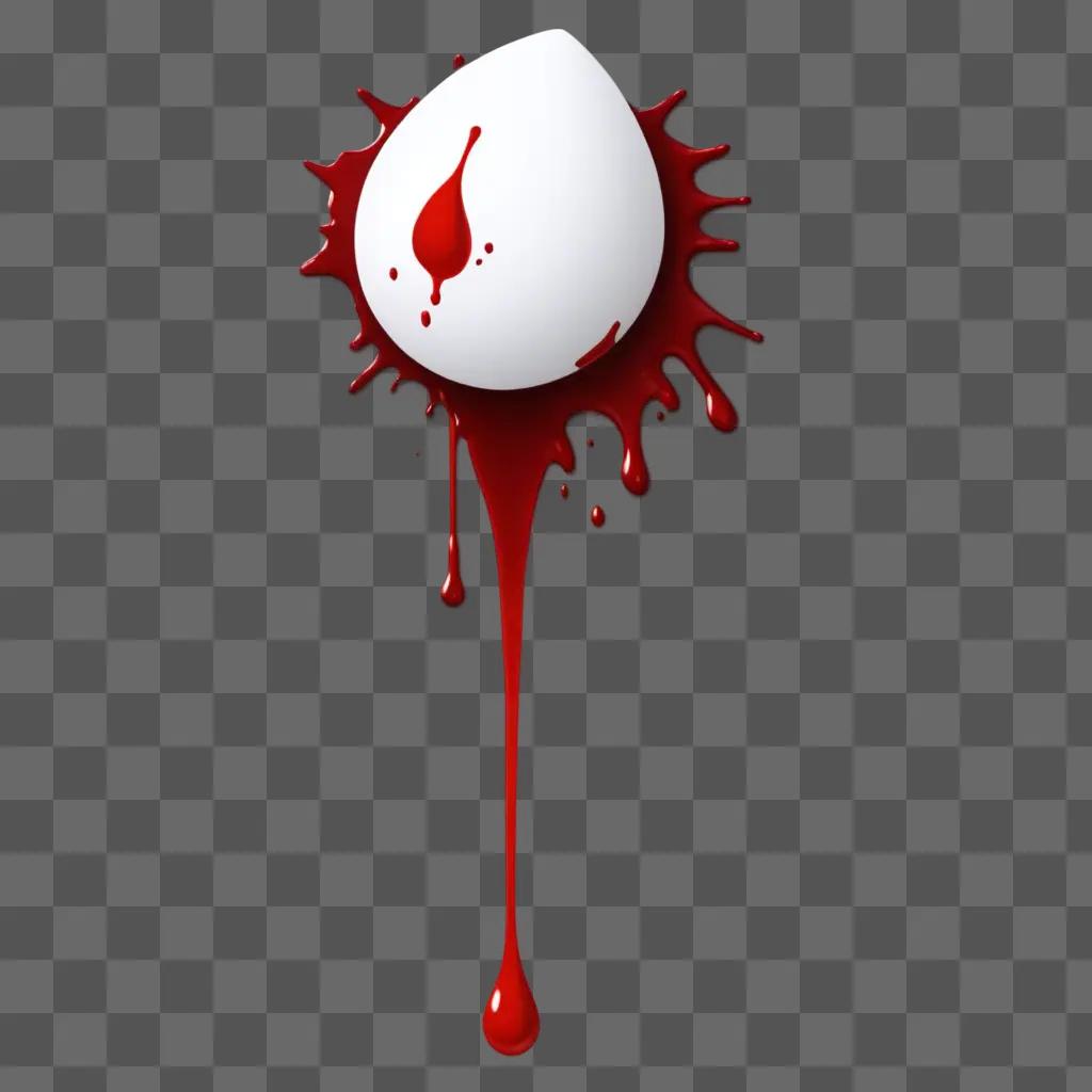 赤い滴りで白い卵に血しぶきが飛び散る