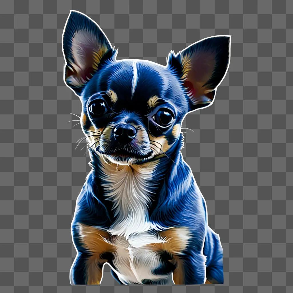 Blue Apple Head Chihuahua with glowing eyes