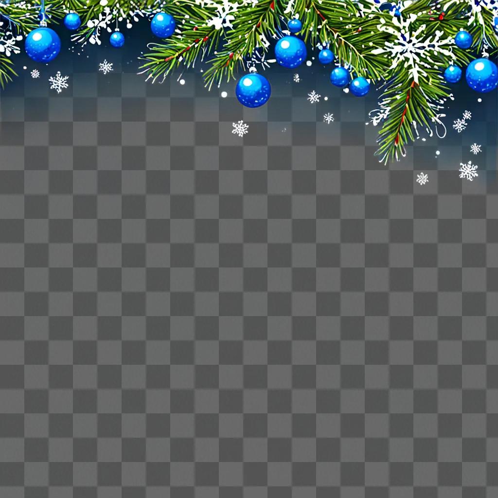 Blue Christmas background with blue balls and snowflakes